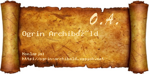 Ogrin Archibáld névjegykártya